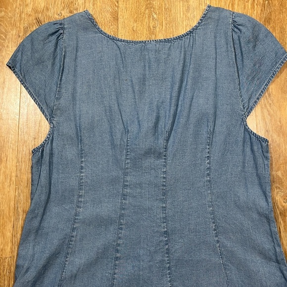 Gentle Fawn Chambray Dress Button Down Cap Flutter Sleeve Blue Size 8 EUC - Picture 6 of 13